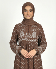 Licorice Bohemian Floral Modest Maxi Dress