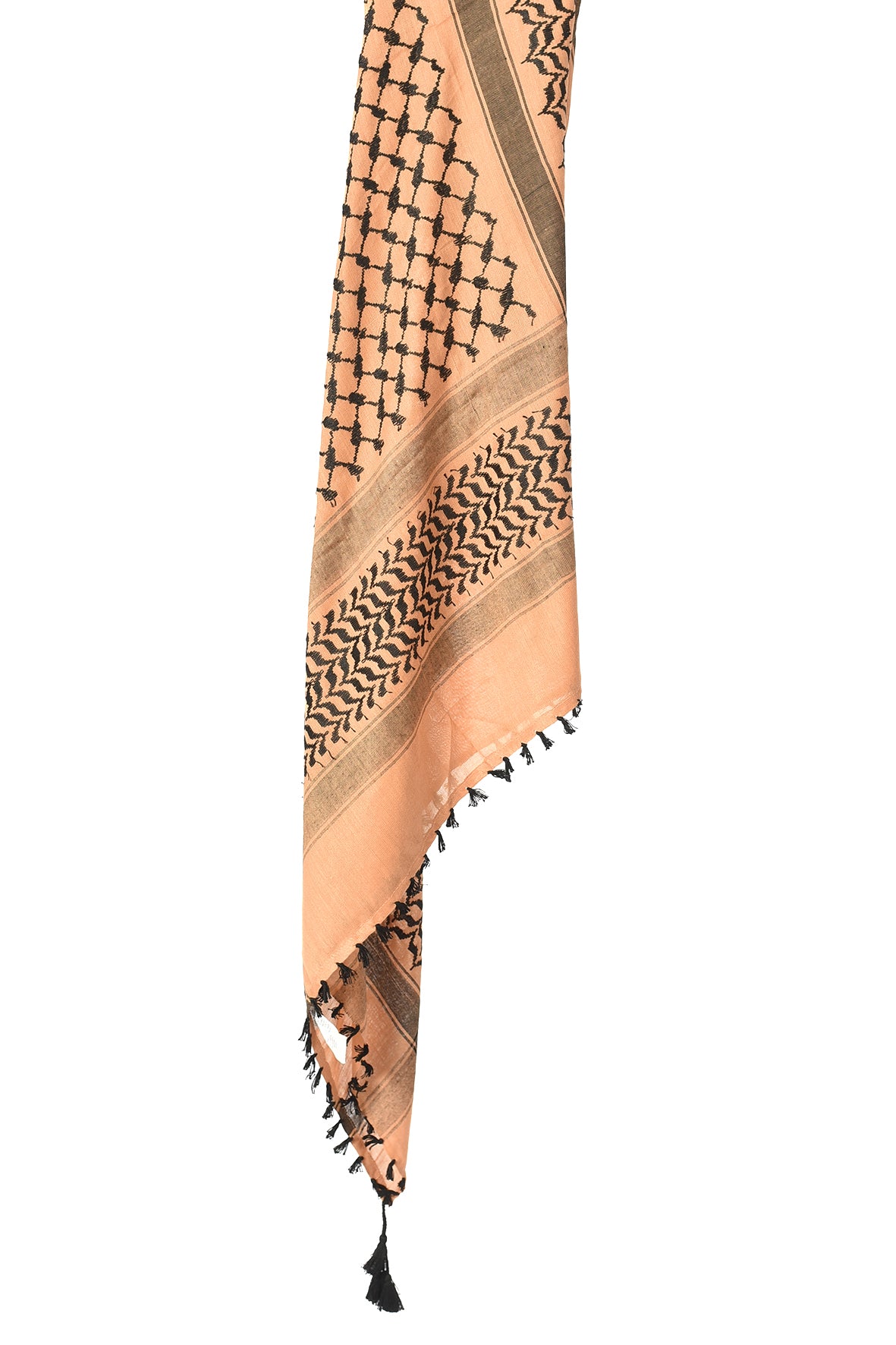 Turkish Coffee Keffiyeh Pattern Tassel Scarf