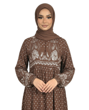 Licorice Bohemian Floral Modest Maxi Dress