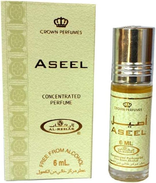6 x 6ml Al-Rehab Crown Roll on Attar Perfume Oil Aseel 6ml