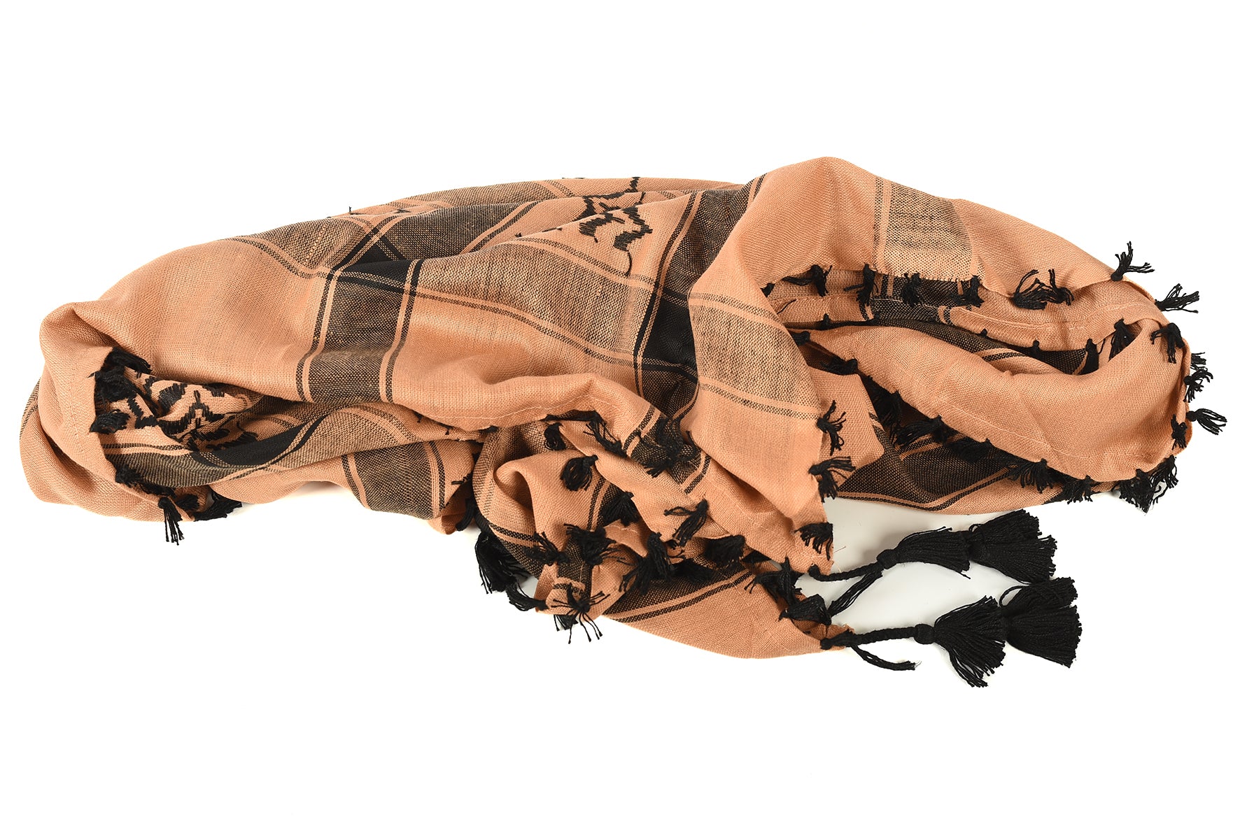Turkish Coffee Keffiyeh Pattern Tassel Scarf