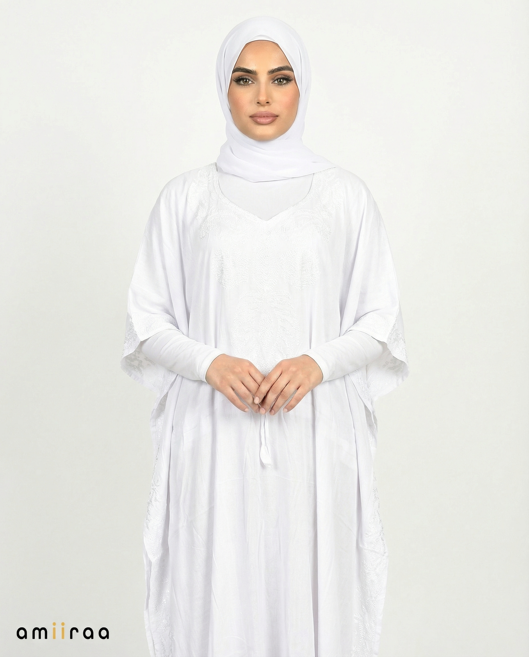 White Modest Flowy Kaftan