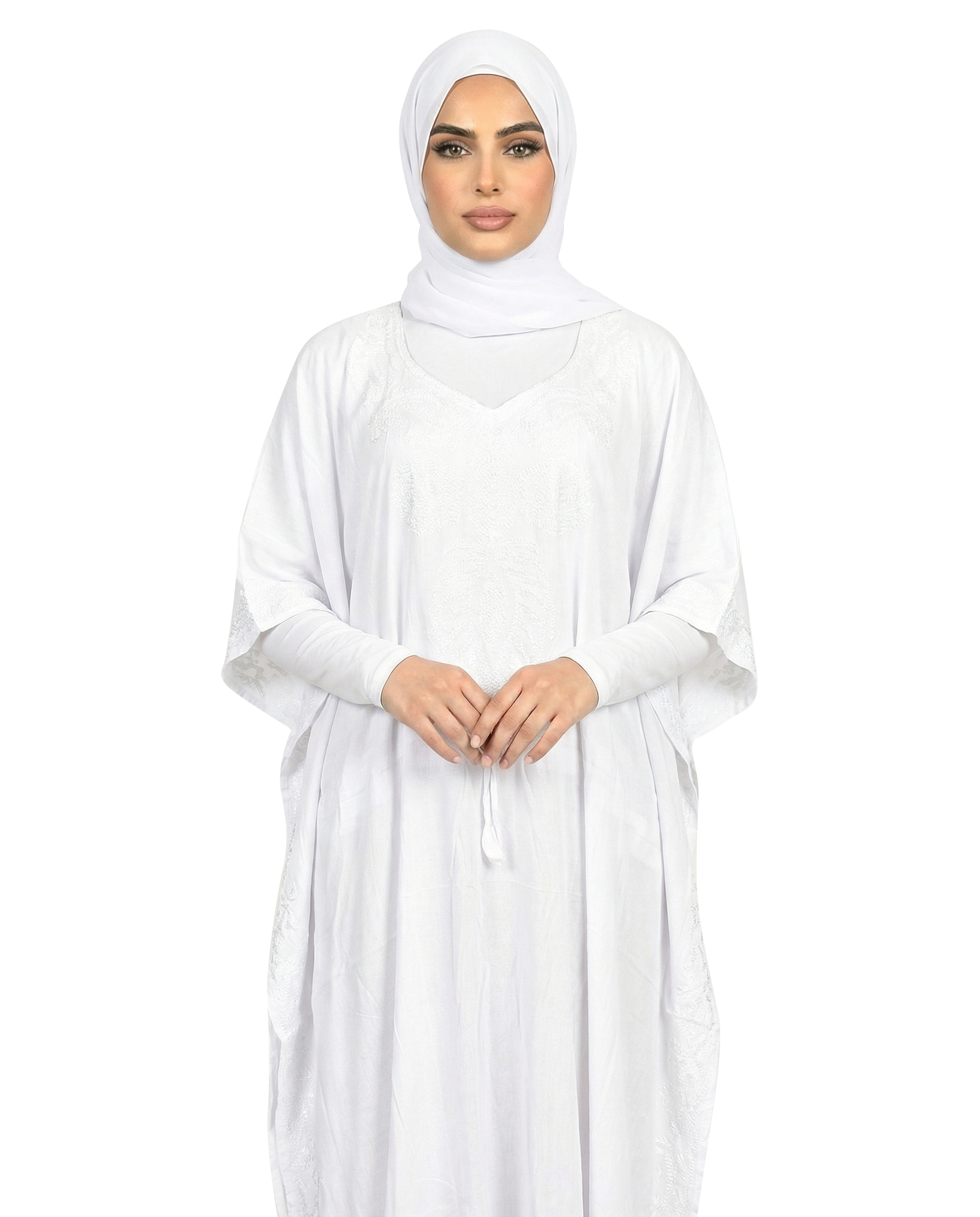 White Modest Flowy Kaftan
