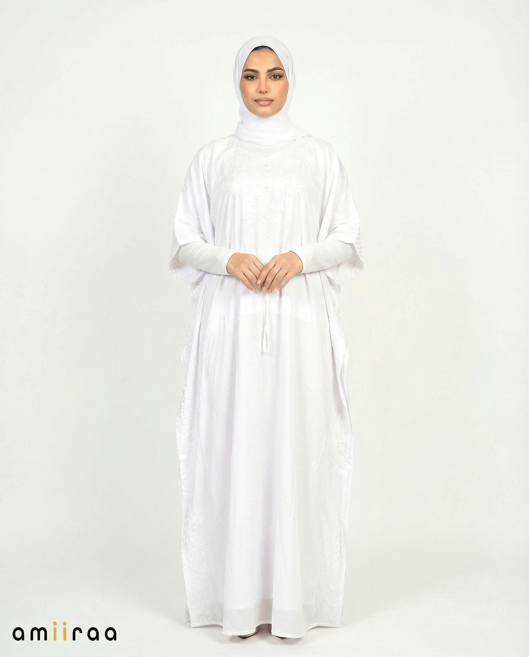White Modest Flowy Kaftan