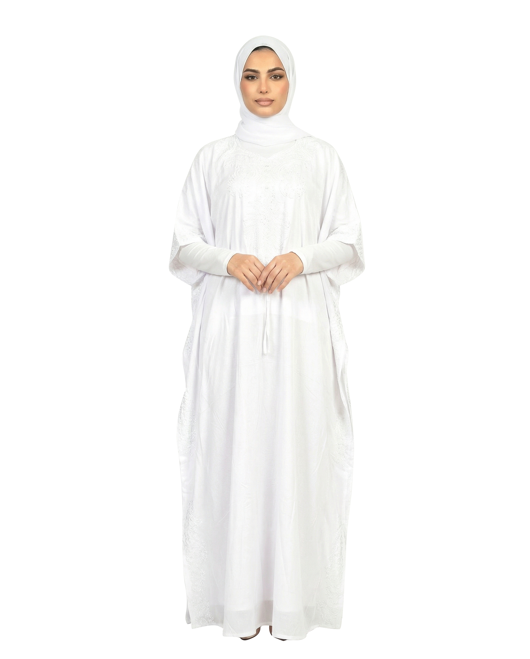 White Modest Flowy Kaftan