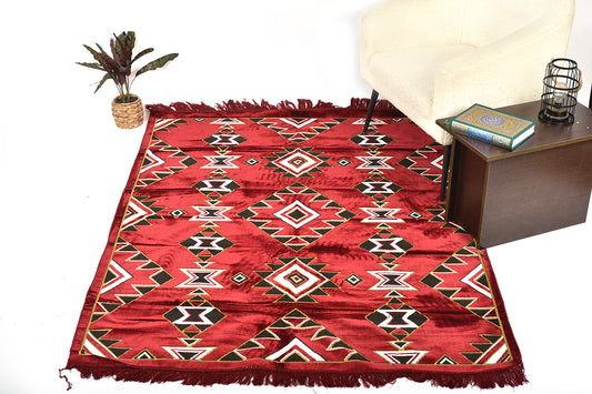 Luxury Home Carpet with Modern Geometric Patterns – Dark Red ( home mats )