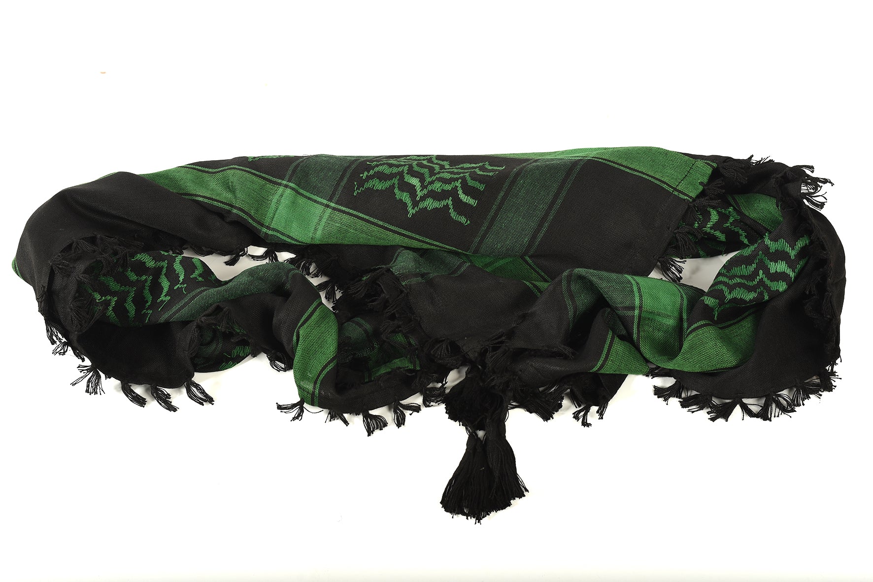 Cilantro Keffiyeh Pattern Tassel Scarf