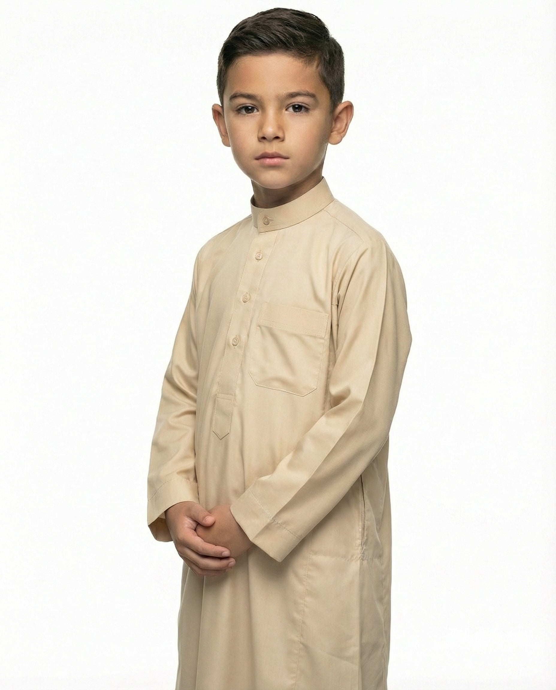 Leaf Fall Emirati Button Placket Thobe with Chest Pocket