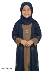 Titan Girls Saudi Abaya with Floral Embroidered Detailing