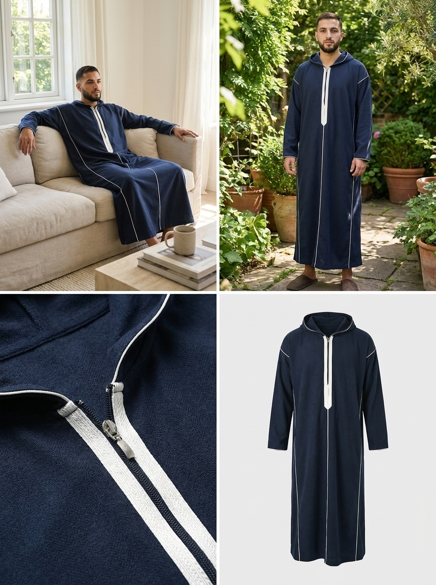 Dark Sapphire Men's Winter Thobe Pull Over