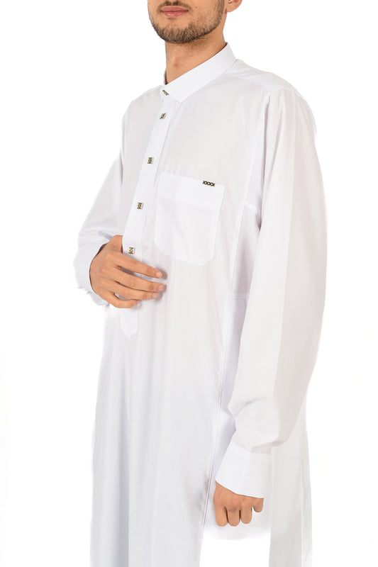 Rawat Al Safa white thobe with collar