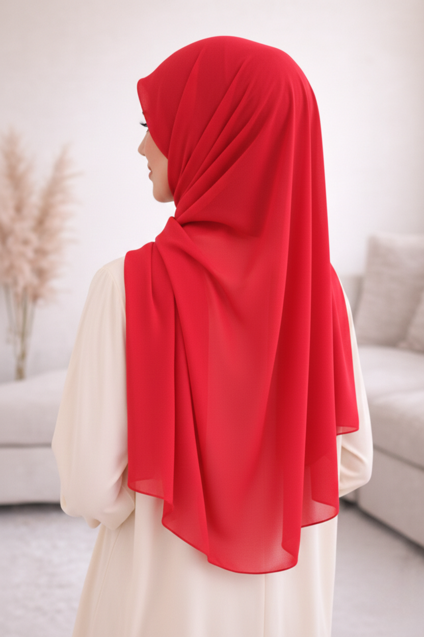 Cherries Jubilee Lightweight Rectangular Chiffon Scarf for Women – Sheer Wrap