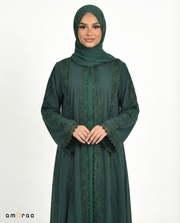 Botanical Garden Lace Detailed Panel Abaya
