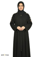 Harvest Gold Detailed Embroidered Abaya Pleated Sleeve Cuffs