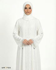 Lace Detailed 3 Piece Modest Chiffon Abaya Set - Bit of Blue