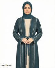 Stone Embellished 2 Piece Abaya with Belt - Tap Shoe
