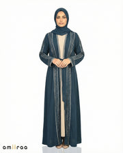 Reflecting Pond Stone Embellished 2 Piece Abaya with Belt