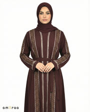 Winetasting Stone Embellished 2 Piece Abaya with Belt