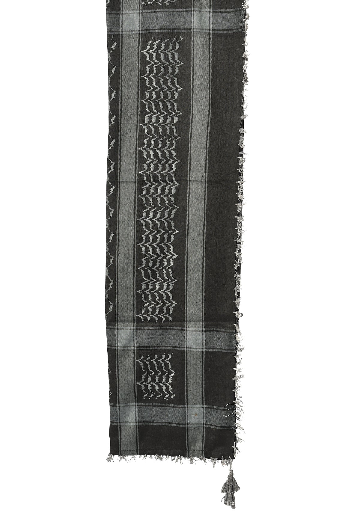 Black Beauty Keffiyeh Pattern Tassel Scarf