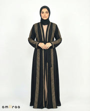 Fallen Rock Stone Embellished 2 Piece Abaya with Belt