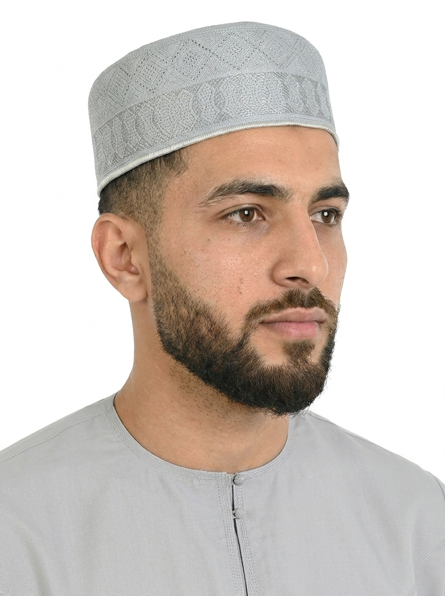 Grey Premium Embroidered Fez