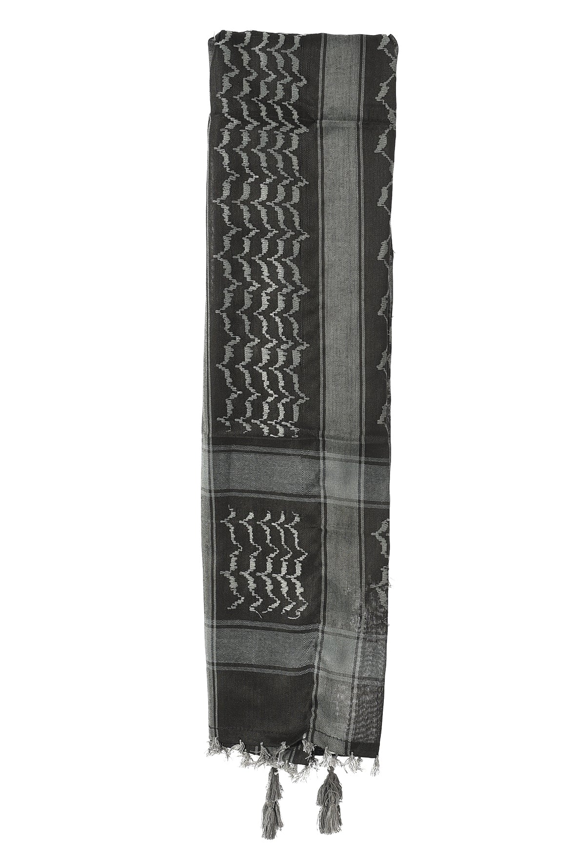 Black Beauty Keffiyeh Pattern Tassel Scarf
