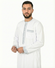 Brilliant White Luxury Double Trim Thobe