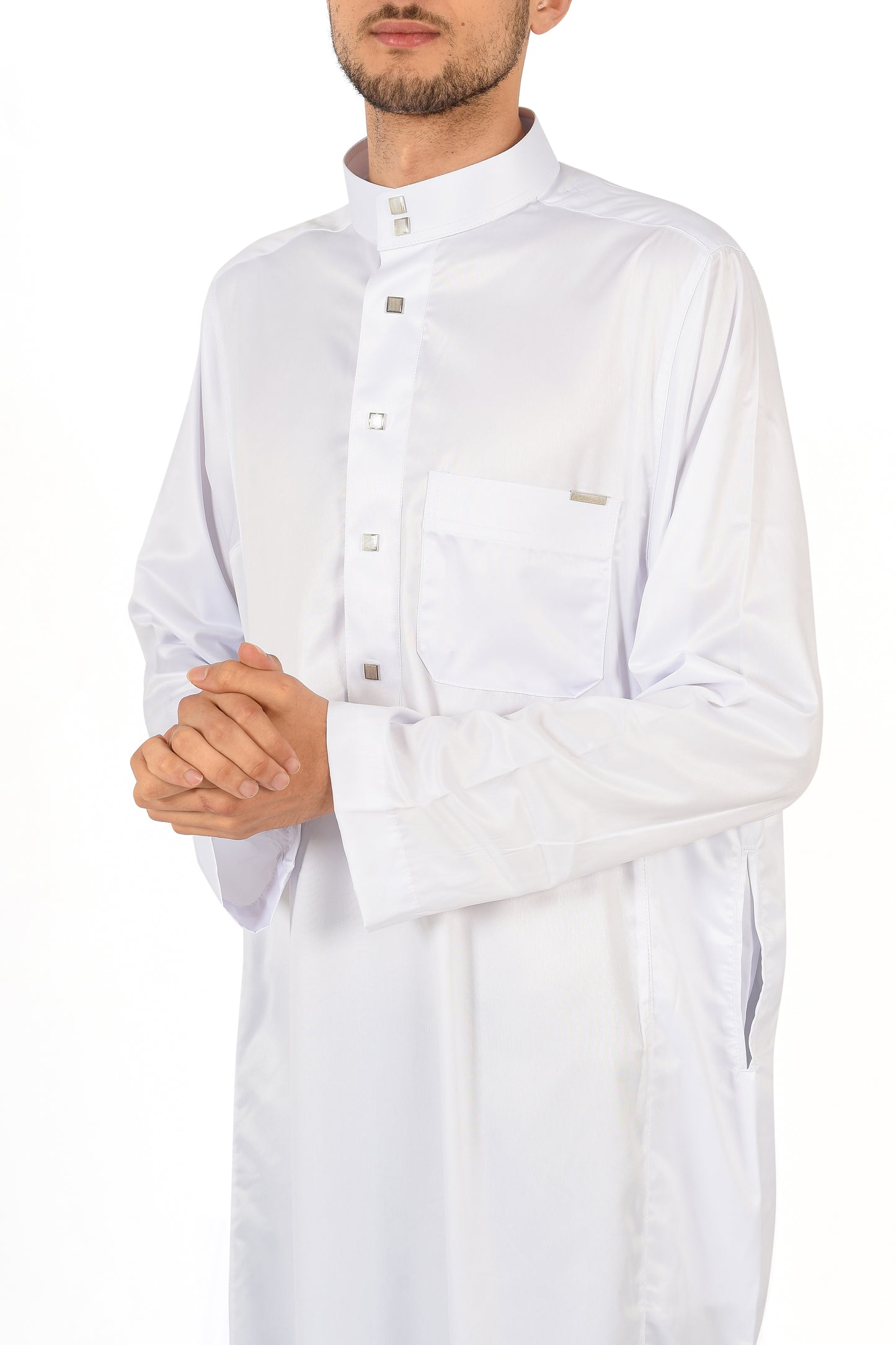 Al-Habib thobe with collar - white