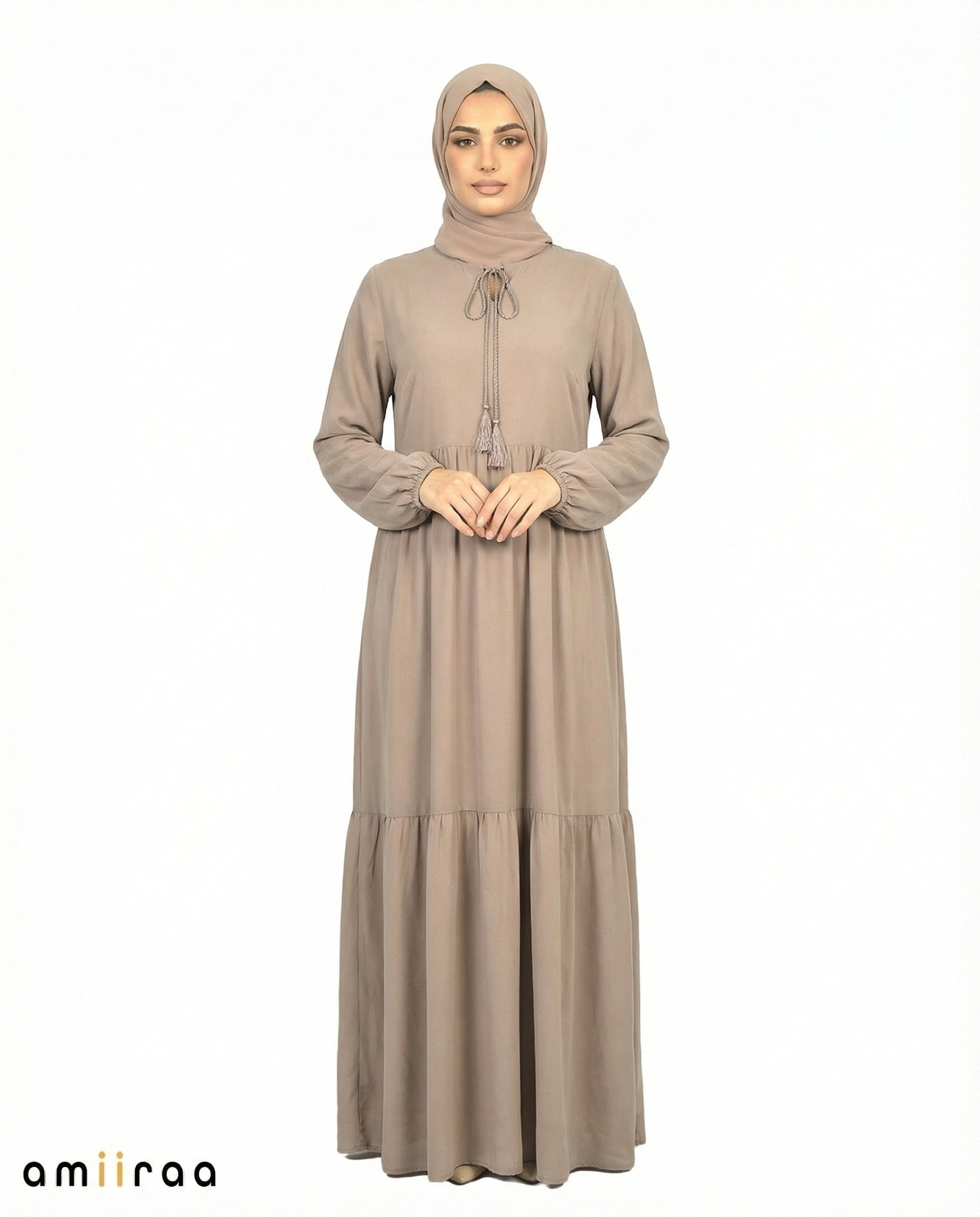 Island Fossil Viscose Tassel Tie Tiered Dress