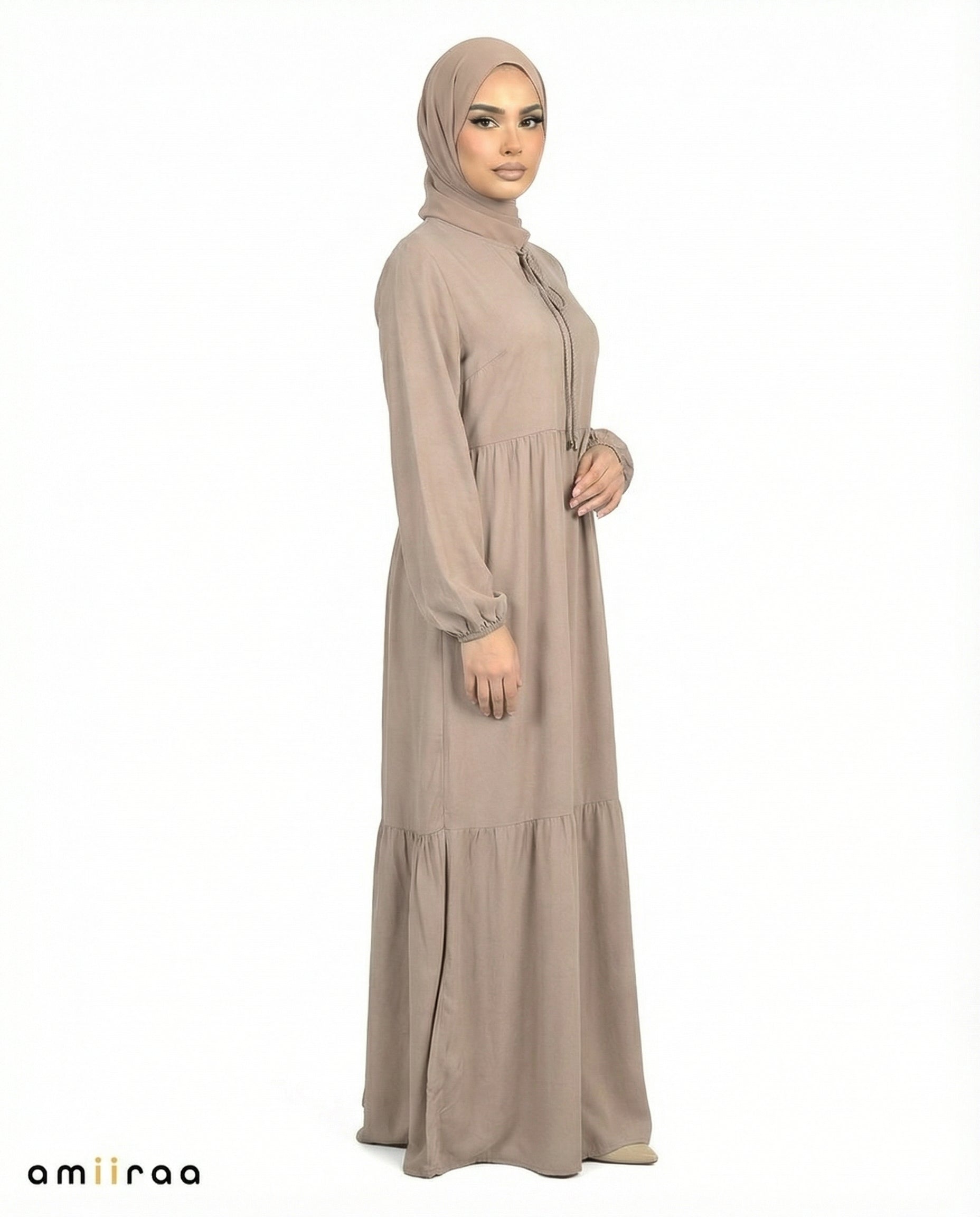 Island Fossil Viscose Tassel Tie Tiered Dress