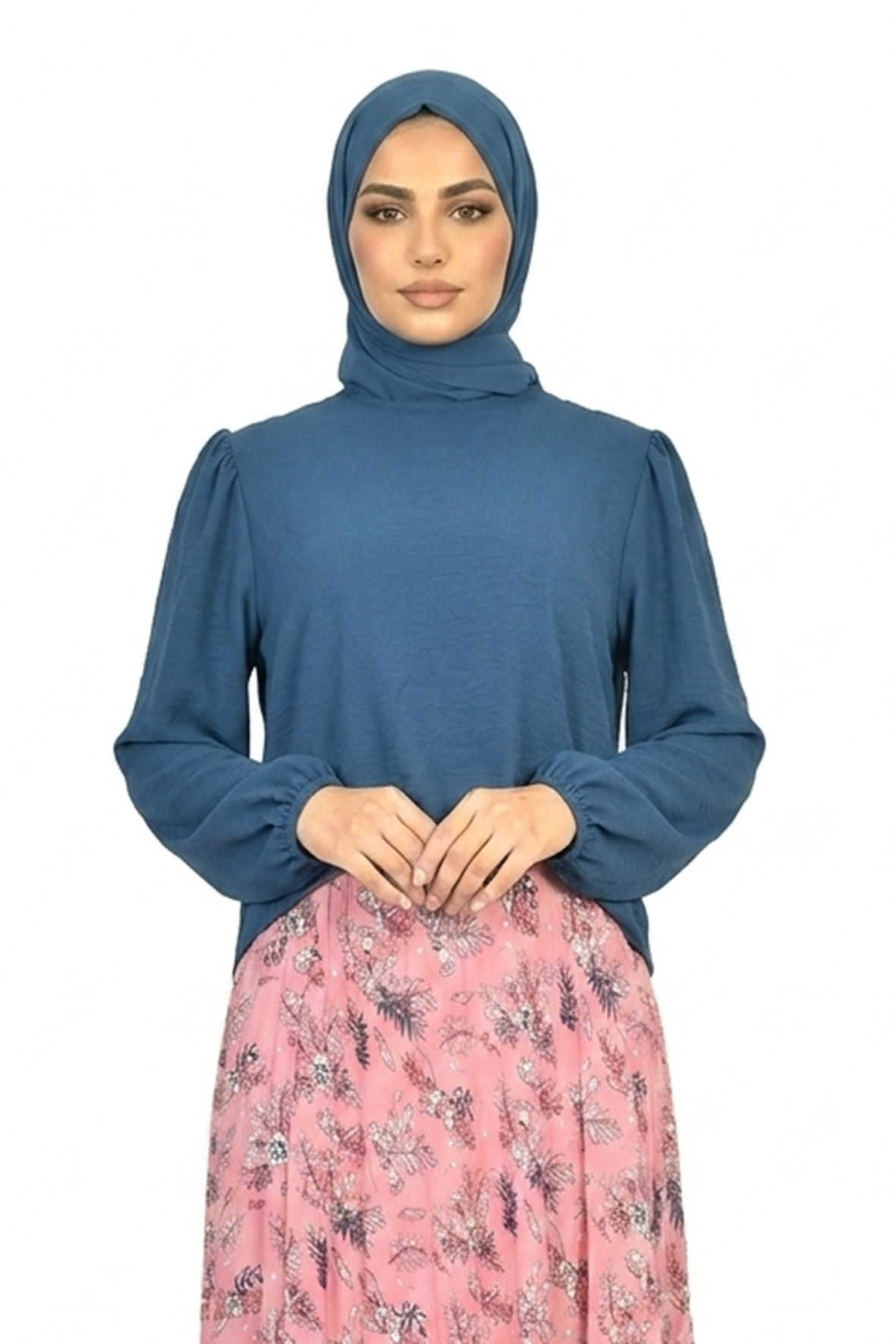 Wild Rose Elegant Floral Maxi Skirt & Puff Sleeve Top Set