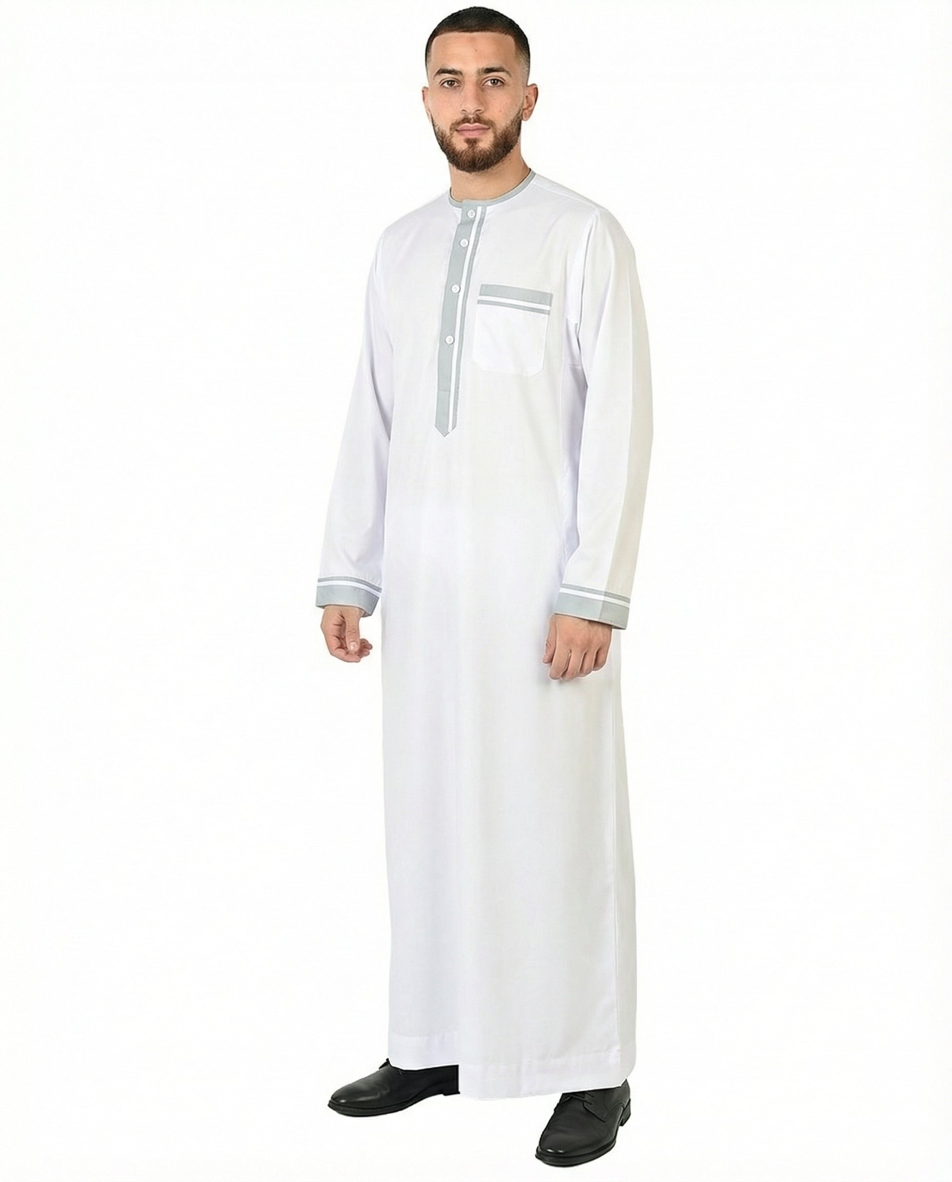 Brilliant White Luxury Double Trim Thobe