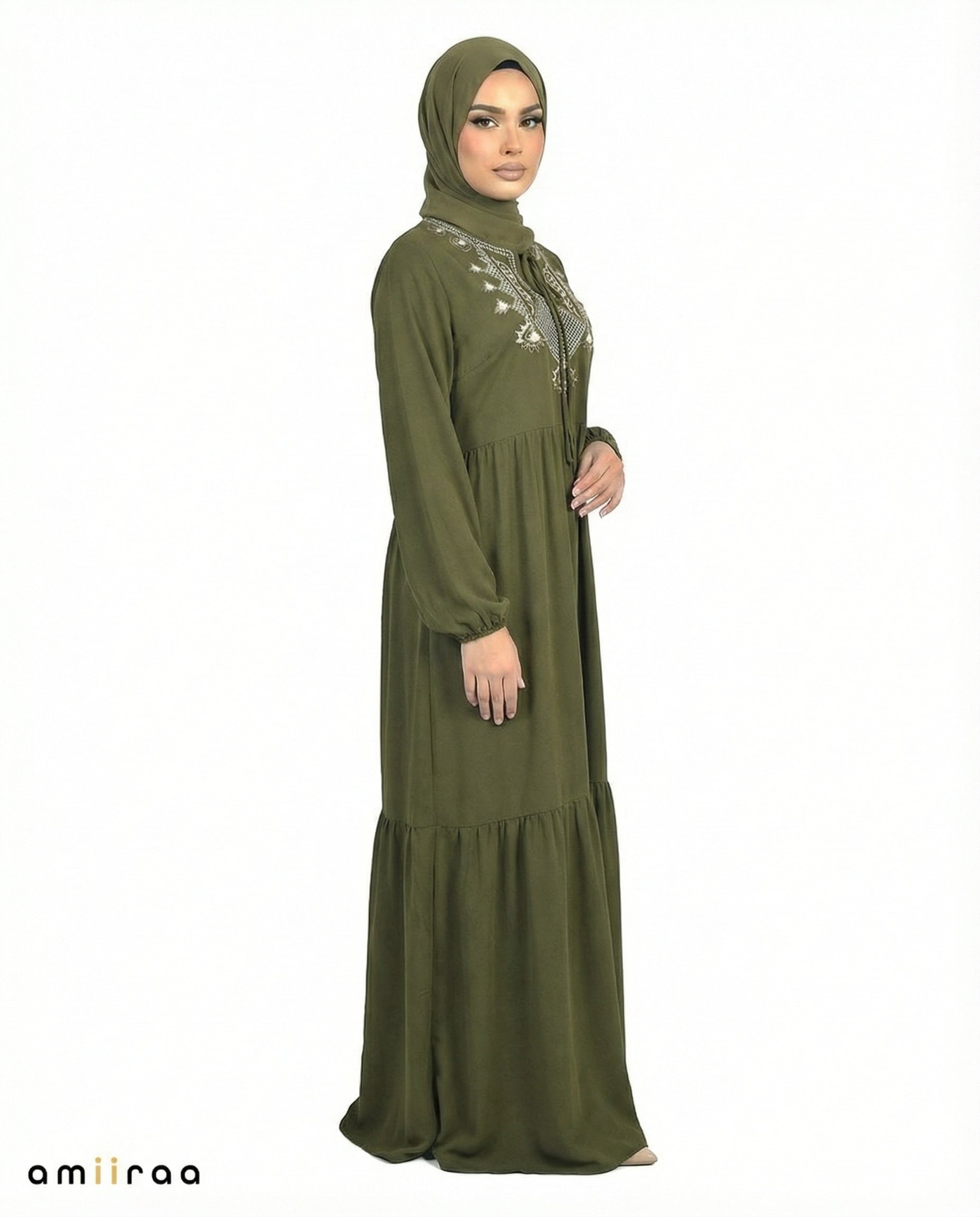 Pine Grove Ornate Embroidery Tassel Maxi Dress
