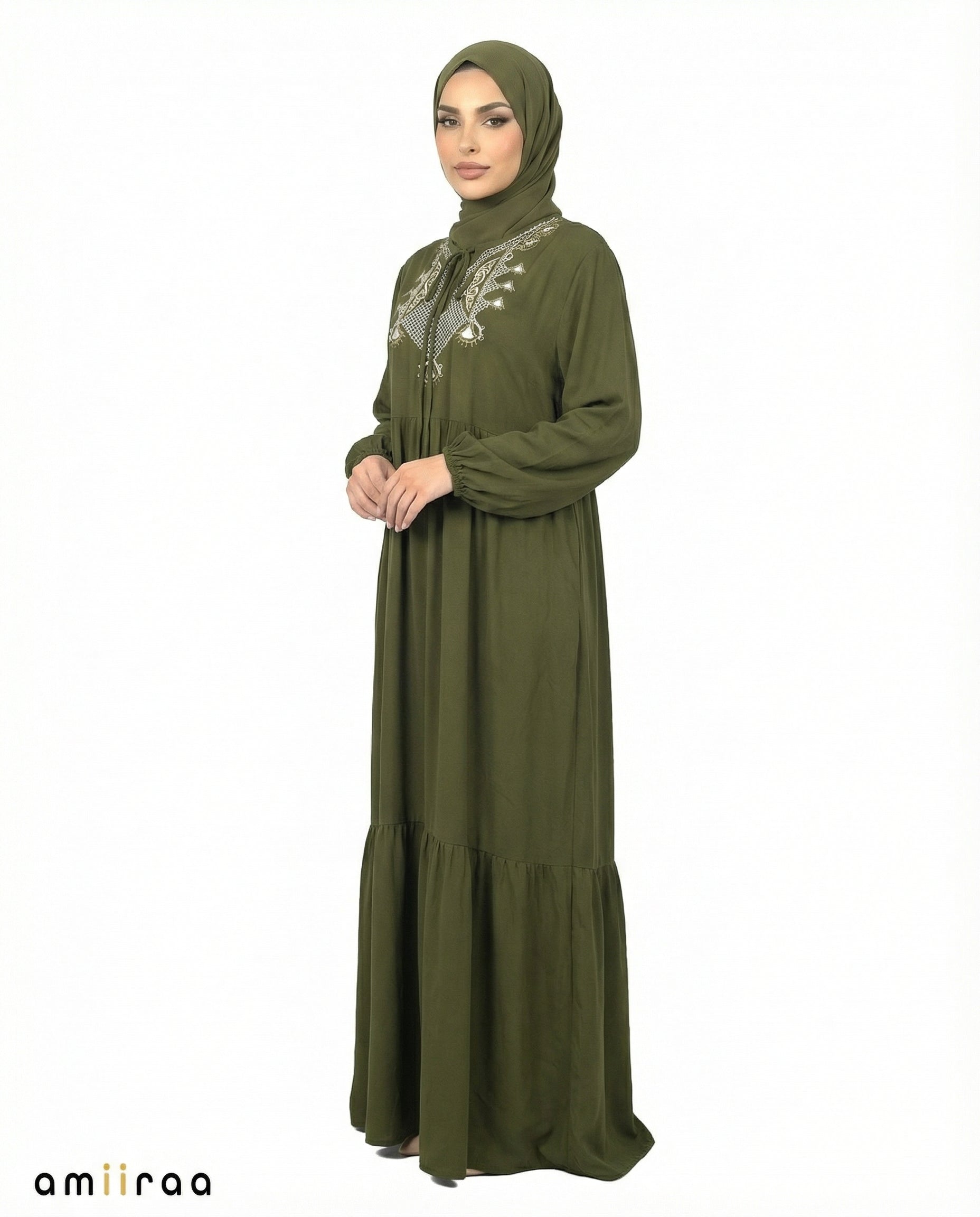Pine Grove Ornate Embroidery Tassel Maxi Dress