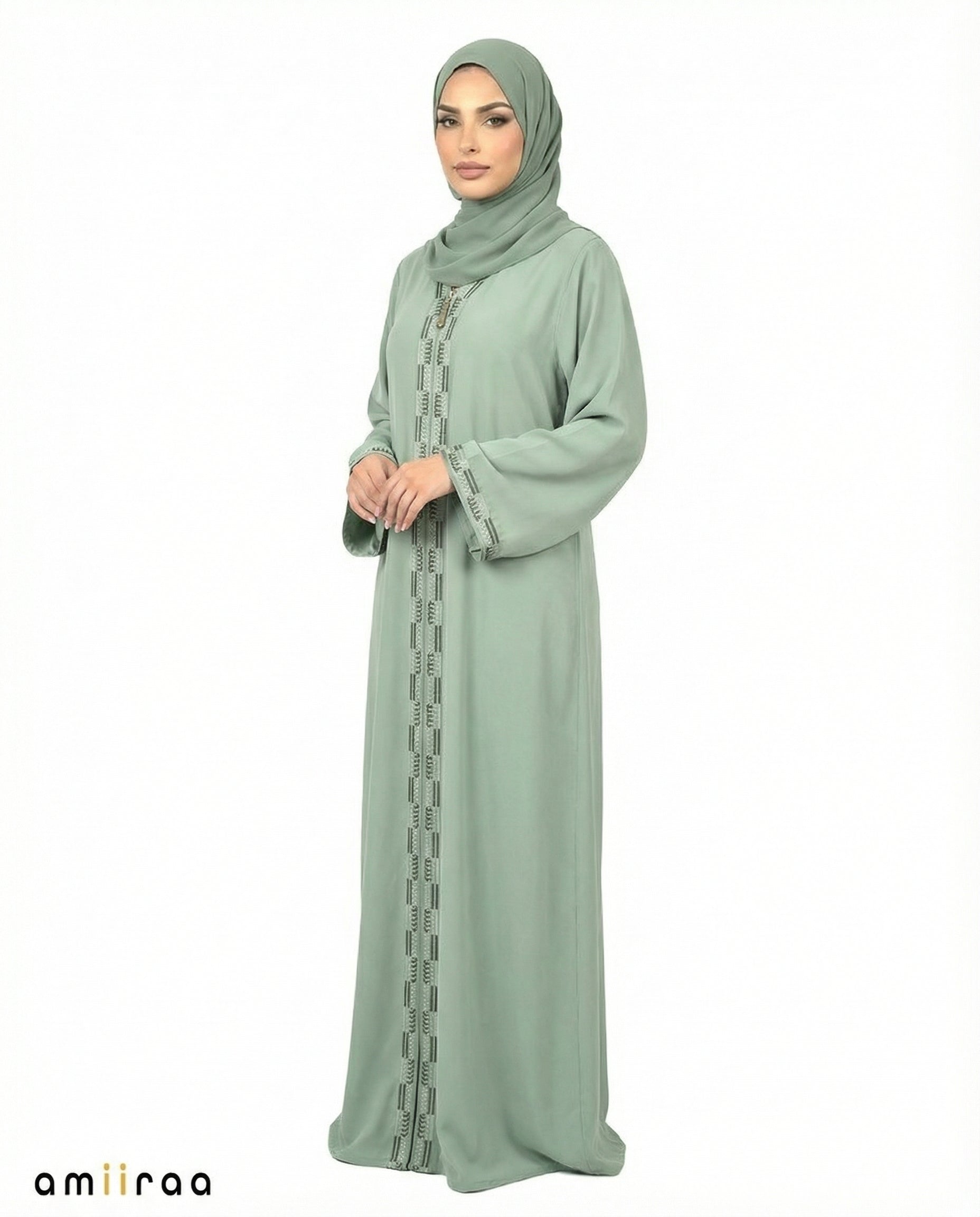 Dark Ivy Geometric Panel Tassel Abaya