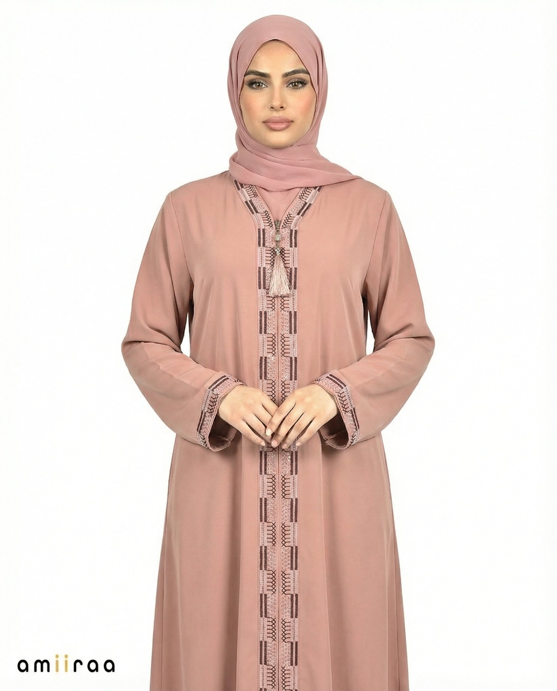 Ginger Snap Geometric Panel Tassel Abaya
