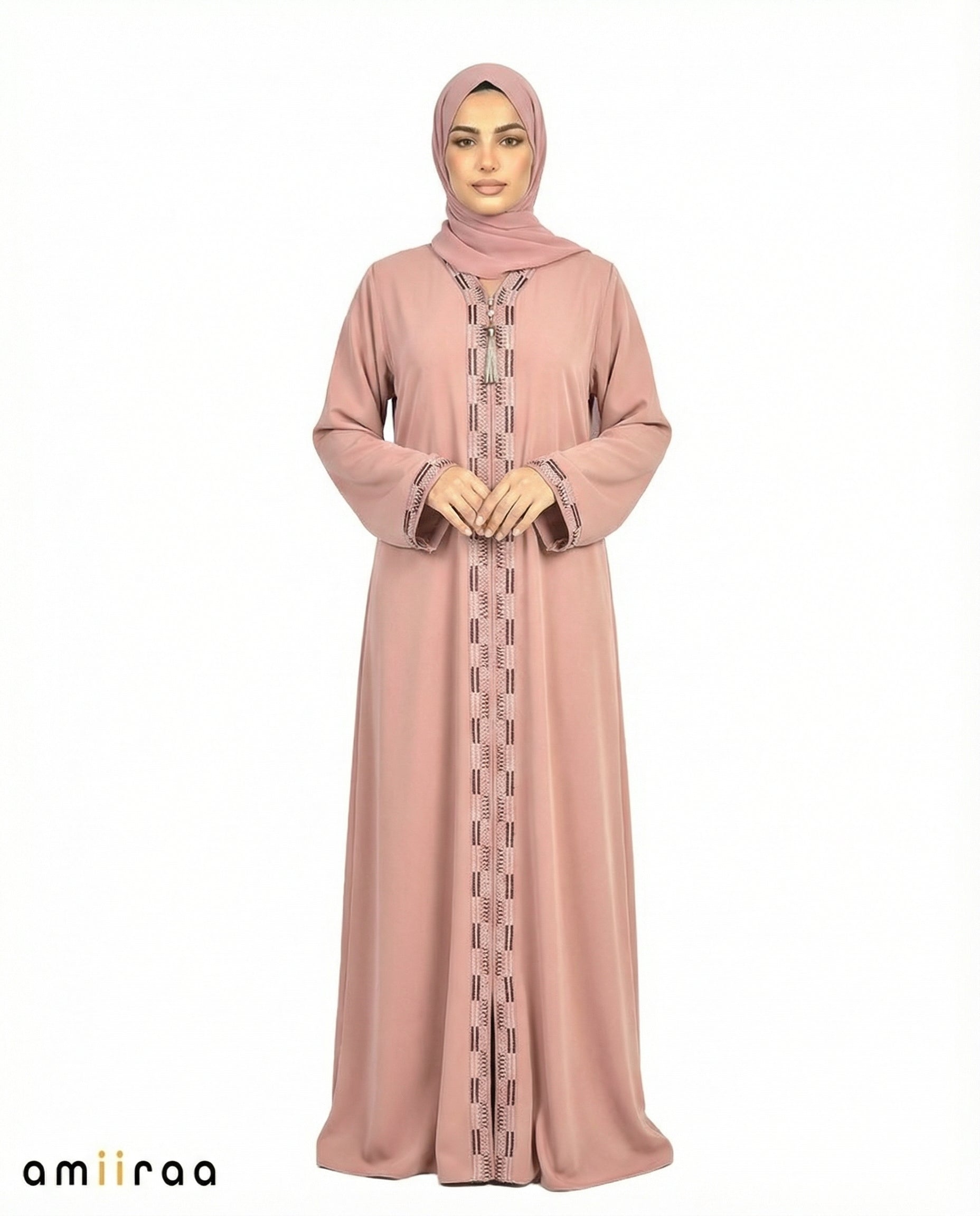 Ginger Snap Geometric Panel Tassel Abaya