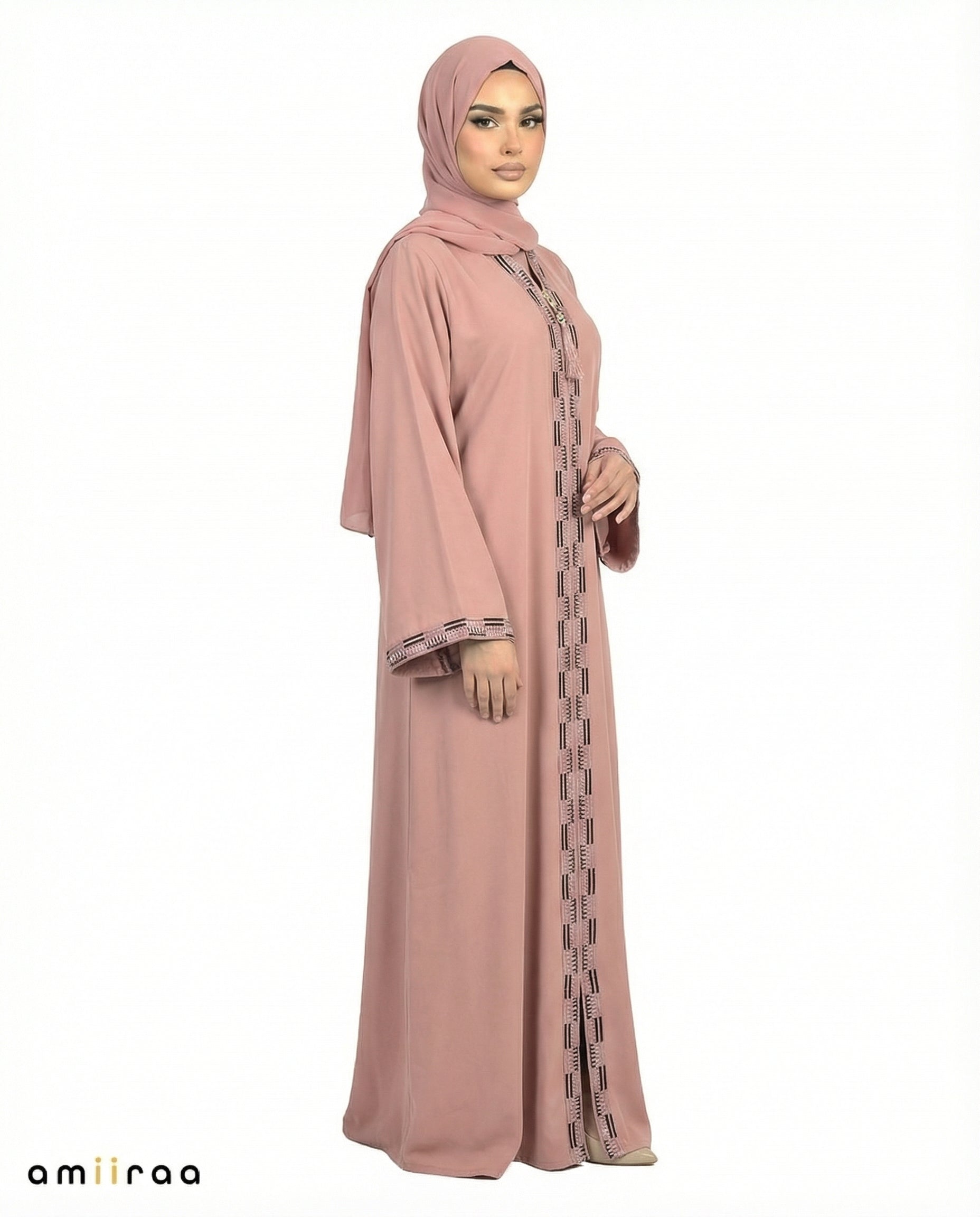 Ginger Snap Geometric Panel Tassel Abaya