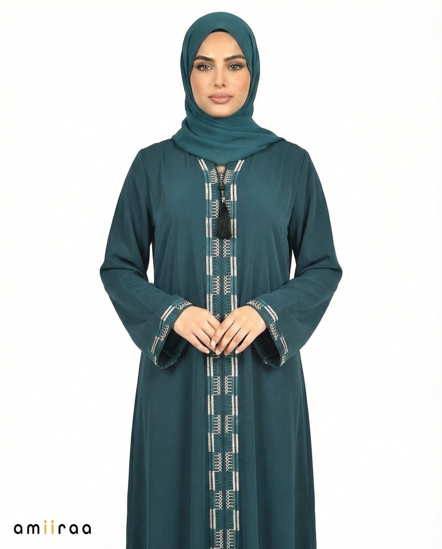 Titan Geometric Panel Tassel Abaya