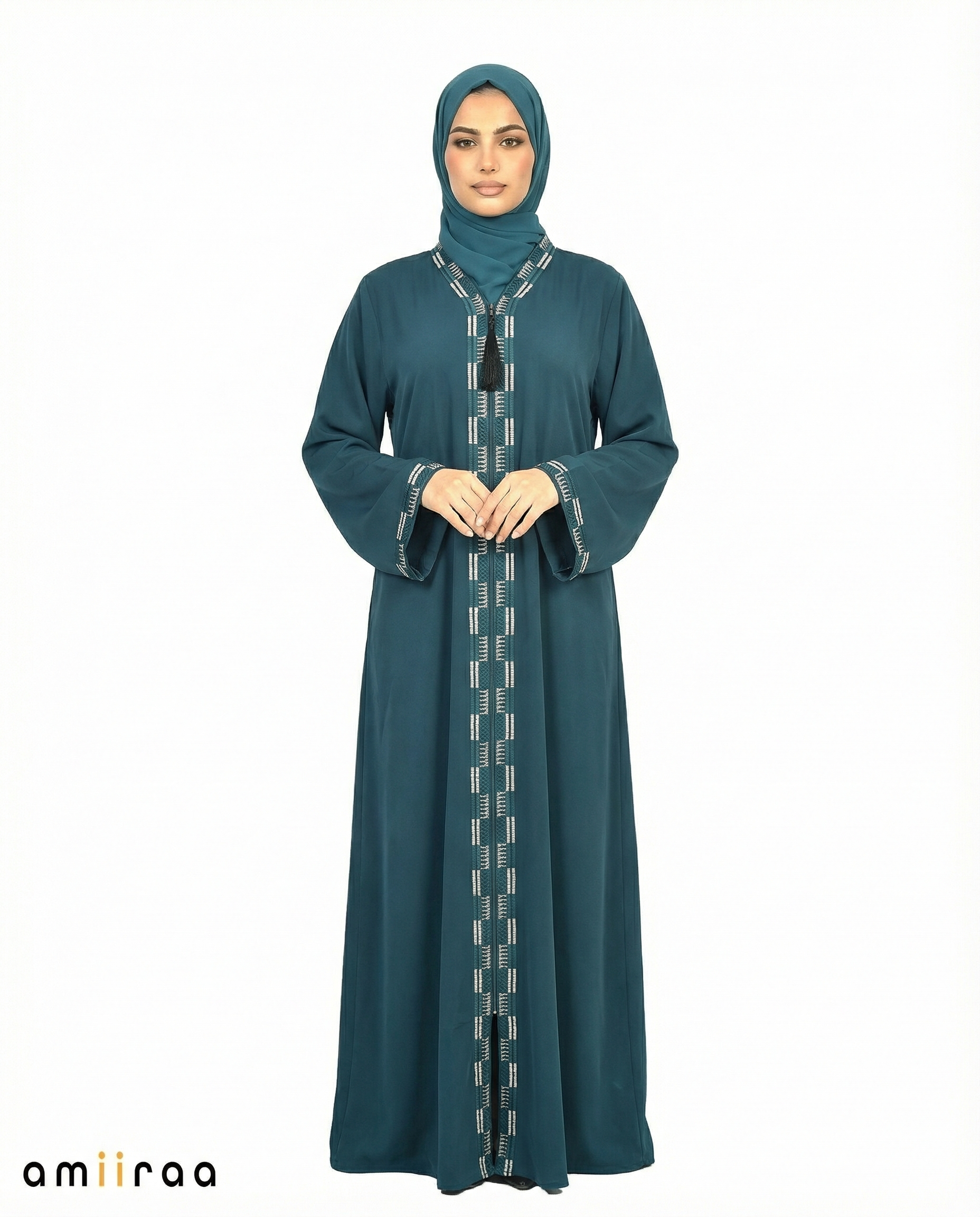 Titan Geometric Panel Tassel Abaya