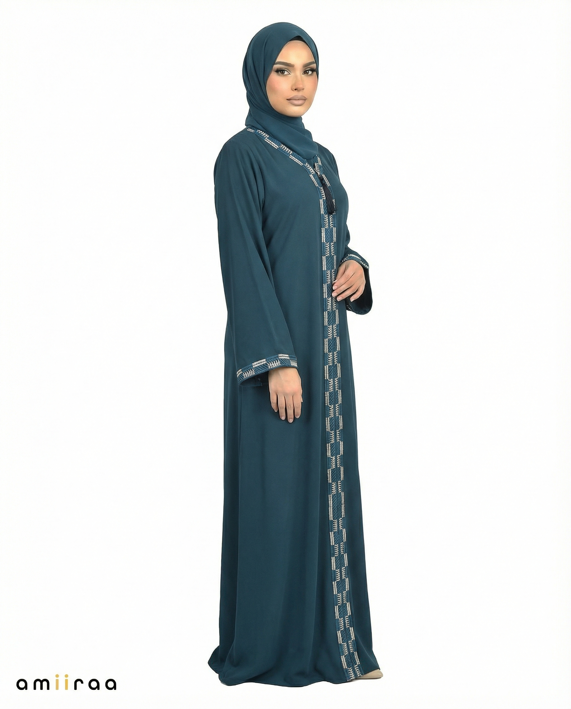 Titan Geometric Panel Tassel Abaya