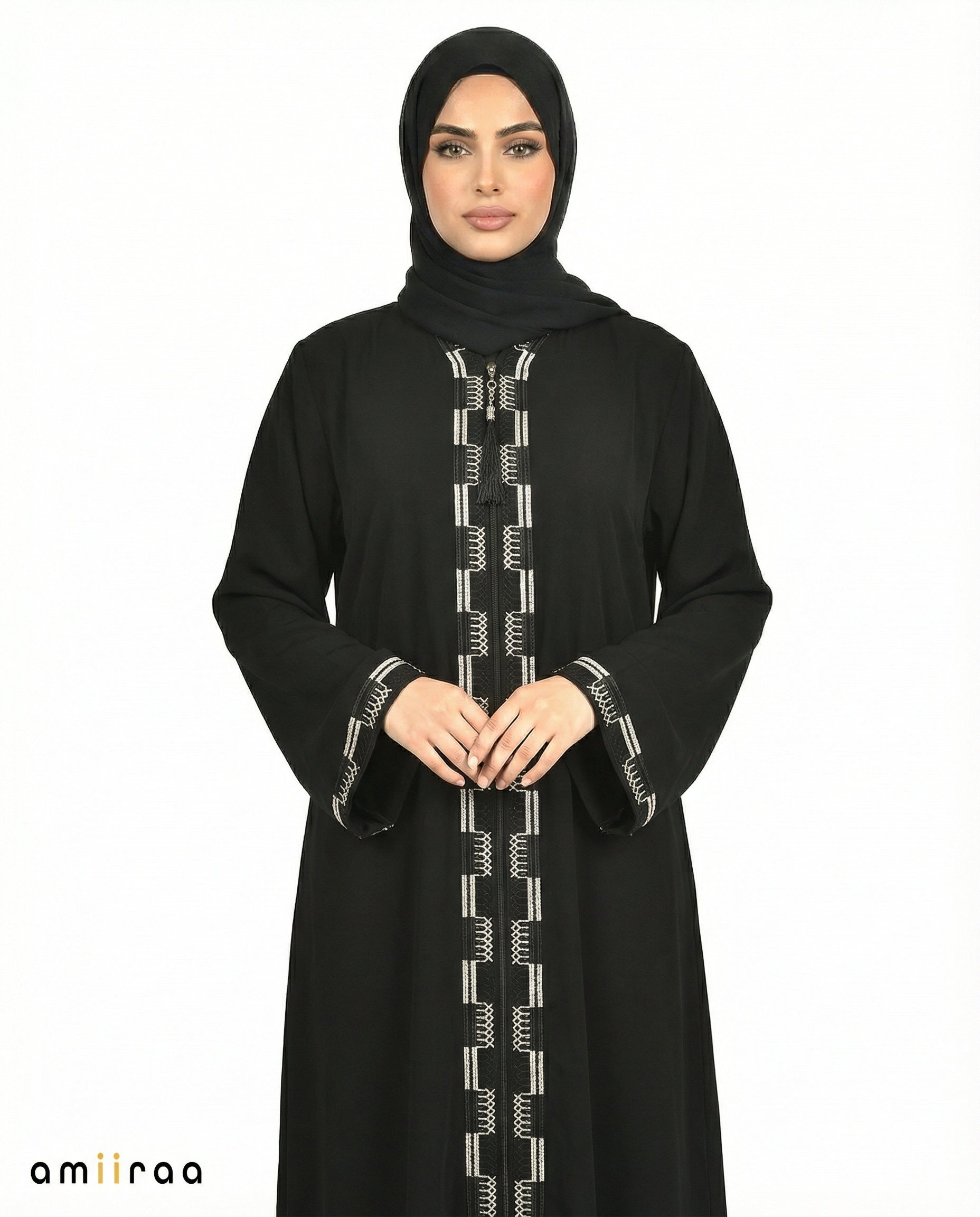Meteorite Geometric Panel Tassel Abaya