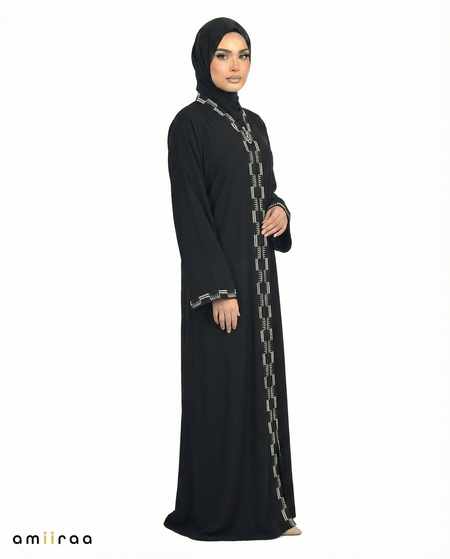 Meteorite Geometric Panel Tassel Abaya