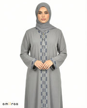 Stormy Weather Geometric Panel Tassel Abaya