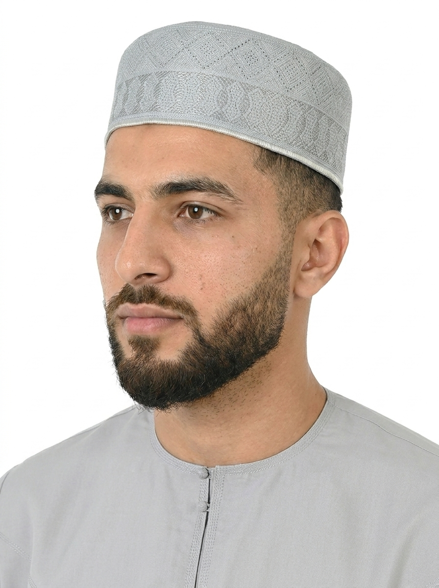 Grey Premium Embroidered Fez