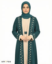 Titan Two-Tone Embroidered Trim Open Abaya