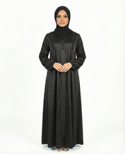 Button Detail Modest Abaya with Braided Trim - Tap Shoe