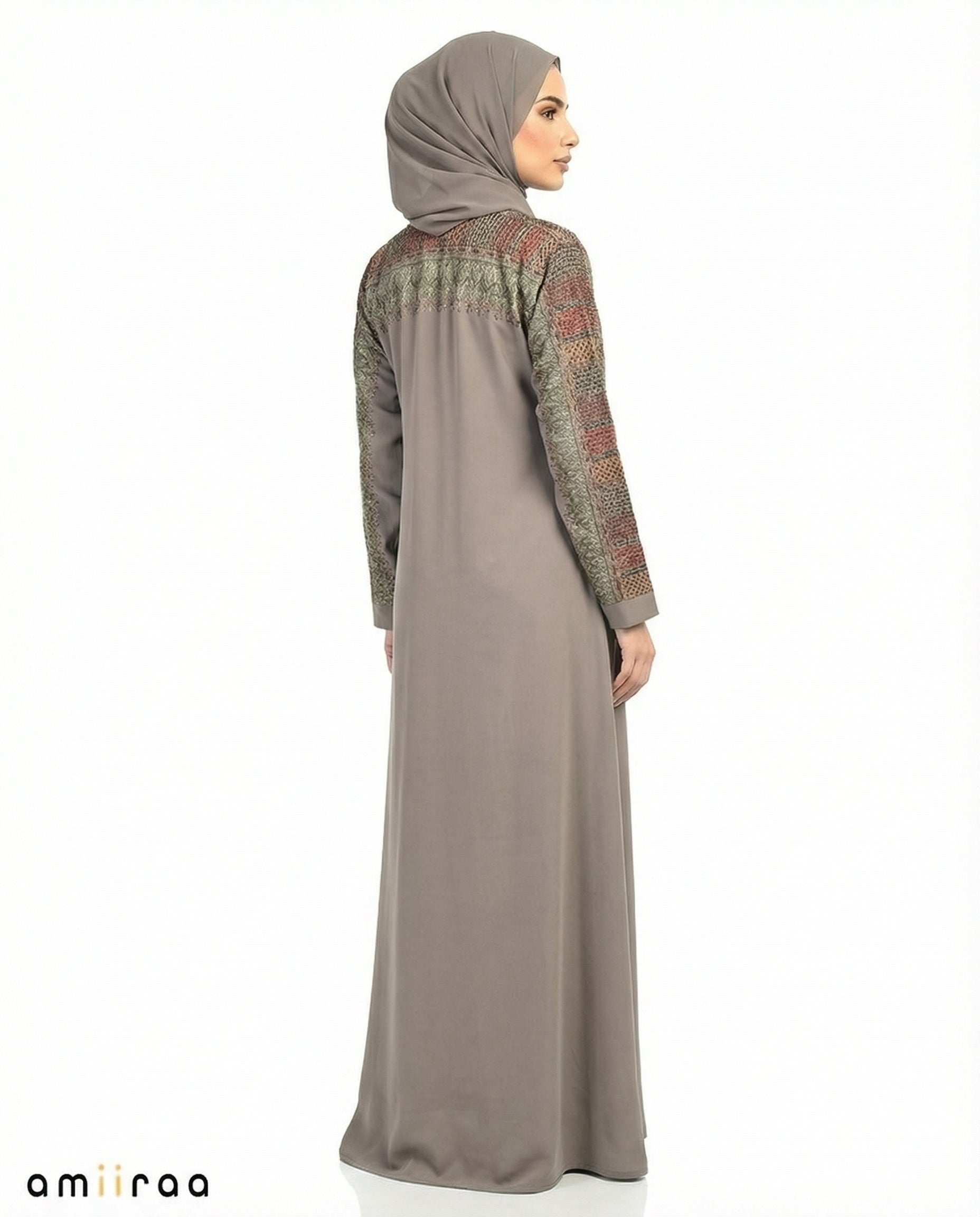 Sea Spray Luxe Beaded Lace Yoke Embroidered Tassel Abaya