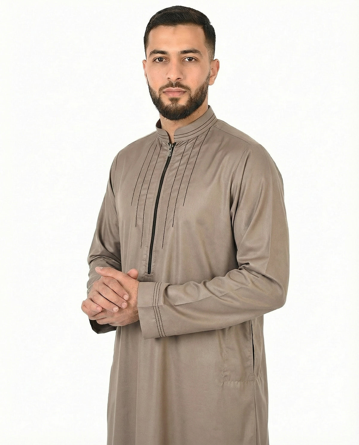 Zip Placket Inner Decadent Chocolate Luxury Zip Placket Thobe – amiiraa.co.za