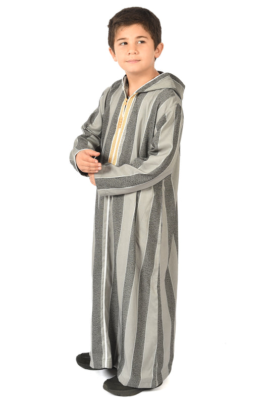 Focha Kids Hooded Thobe - Grey